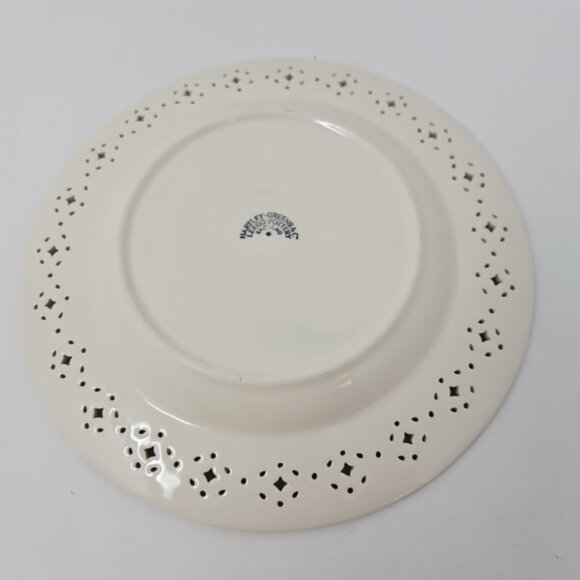 1 Vintage Hartley Greens Creamware Bread Dessert Plate Diamond Pierce Cut Rim 7" - Picture 4 of 4